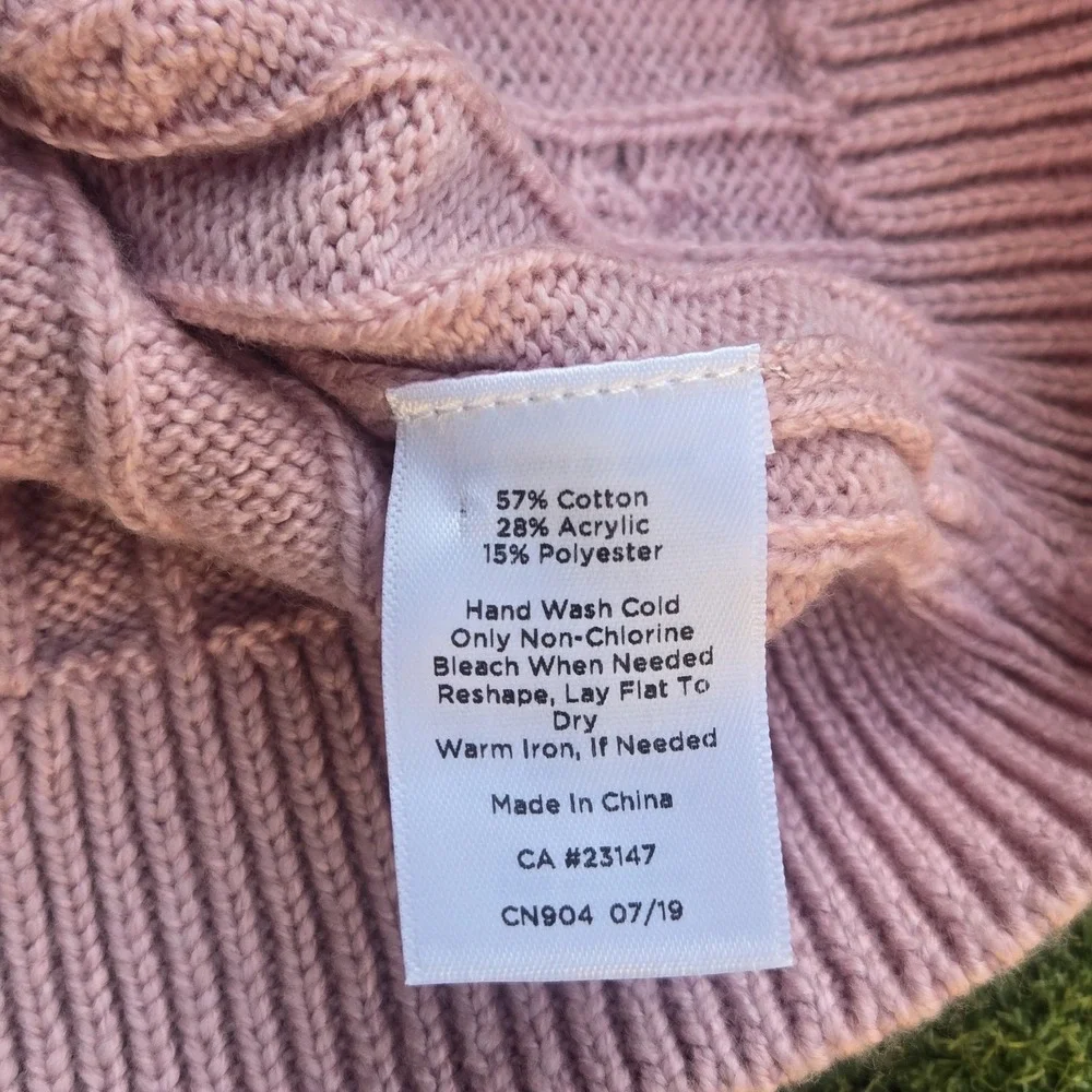 Talbots Petite Pink Cable Knit Sweater Womens SP Button Cuff